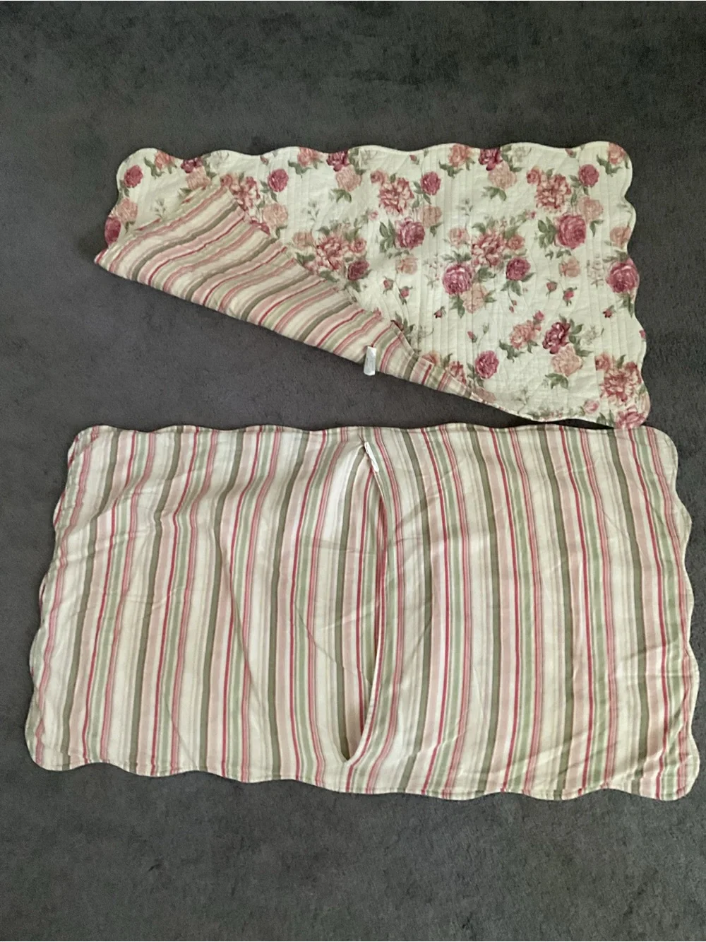 Two  Floral Pillow Shams Set in Pink Rose - Cottage Style